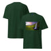 Dark green tee with golden sunset waterfall print