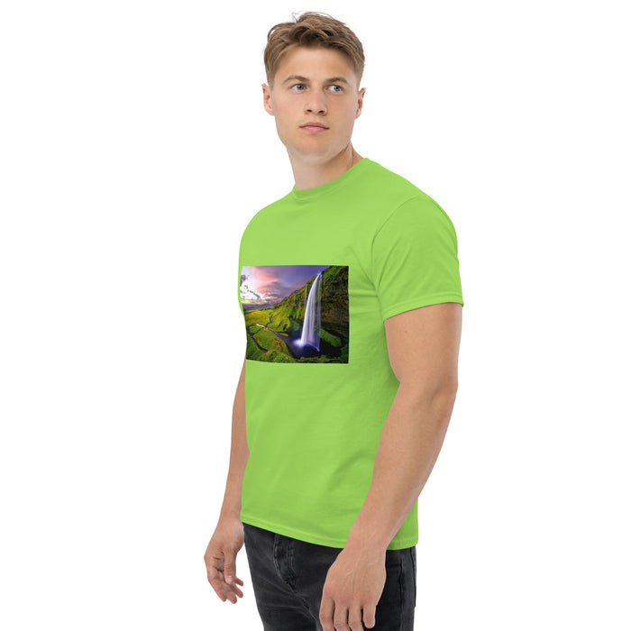 Golden Sunset Waterfall Serenity - unisex classic tee - The Outfit.