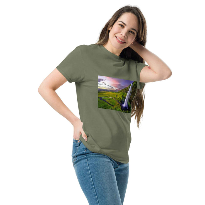 Golden Sunset Waterfall Serenity - unisex classic tee