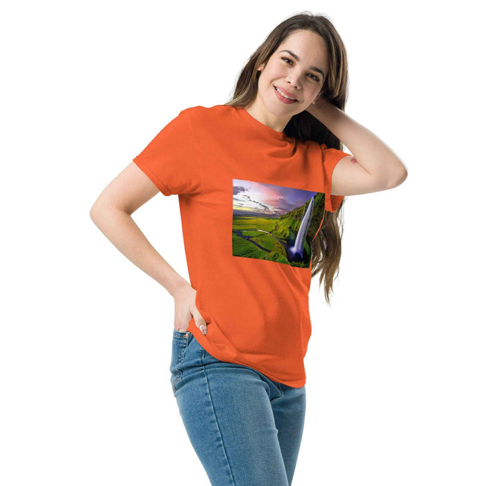 Golden Sunset Waterfall Serenity - unisex classic tee